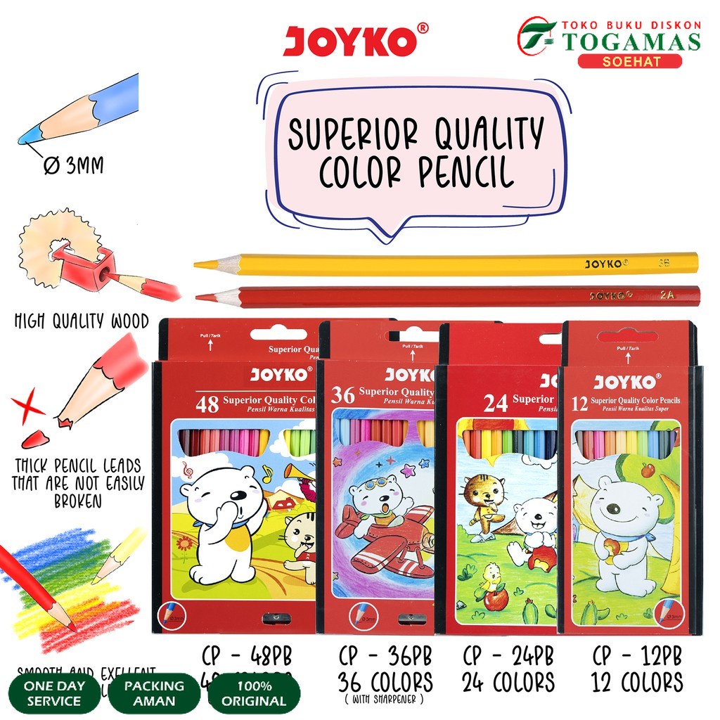 

Joyko Pensil Warna Superior Quality Color Pencils Hexagonal Grip PB