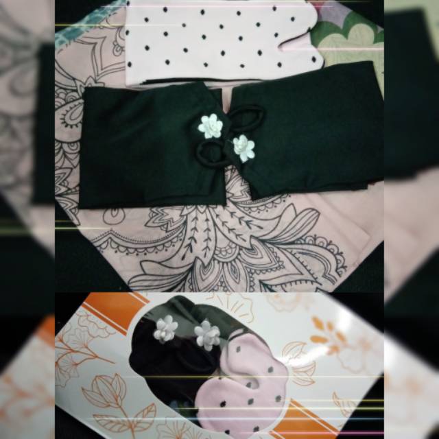 Paket 3 in 1 Muslimah (Hijab, Kaos Kaki Motif, Handsock)