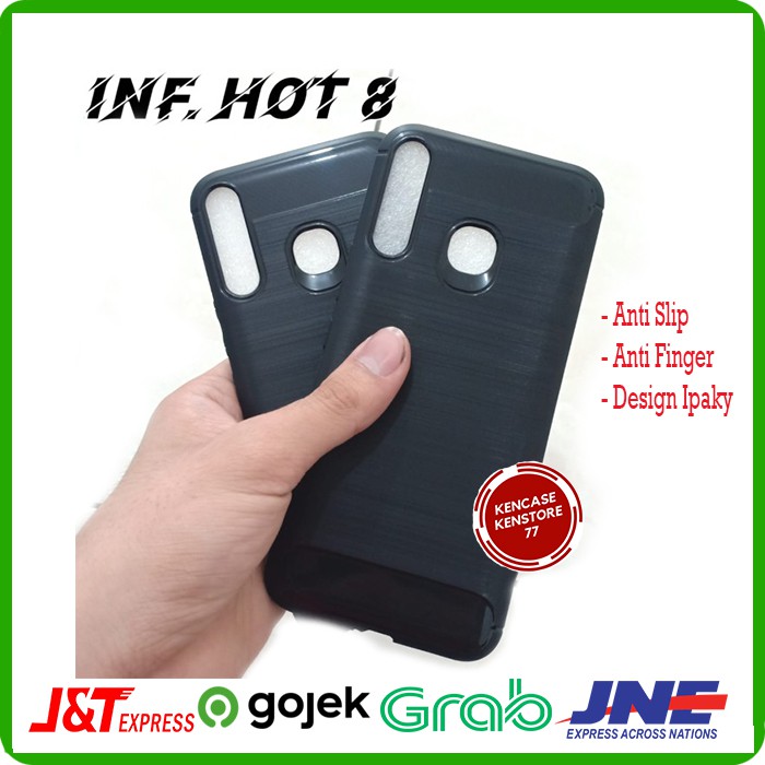 Case Ipaky Carbon Infinix Hot 8 - Soft Case Infinix Hot 8 Slim Carbon Casing
