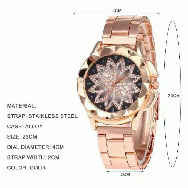 Jam Tangan Wanita Rantai Steel Geneva Motif Bunga