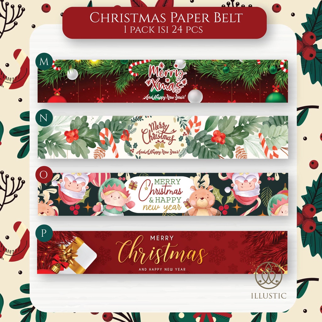Latopia_ Paper Belt Christmas, Paper Belt Natal, Dekorasi Kue Dan Hampers Natal (24 Pcs)