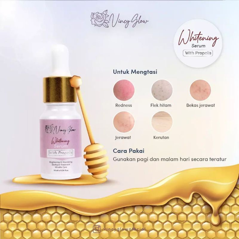 VINCY GLOW SERUM FLEK MEMBANDEL || SERUM PROPOLIS WHITENING