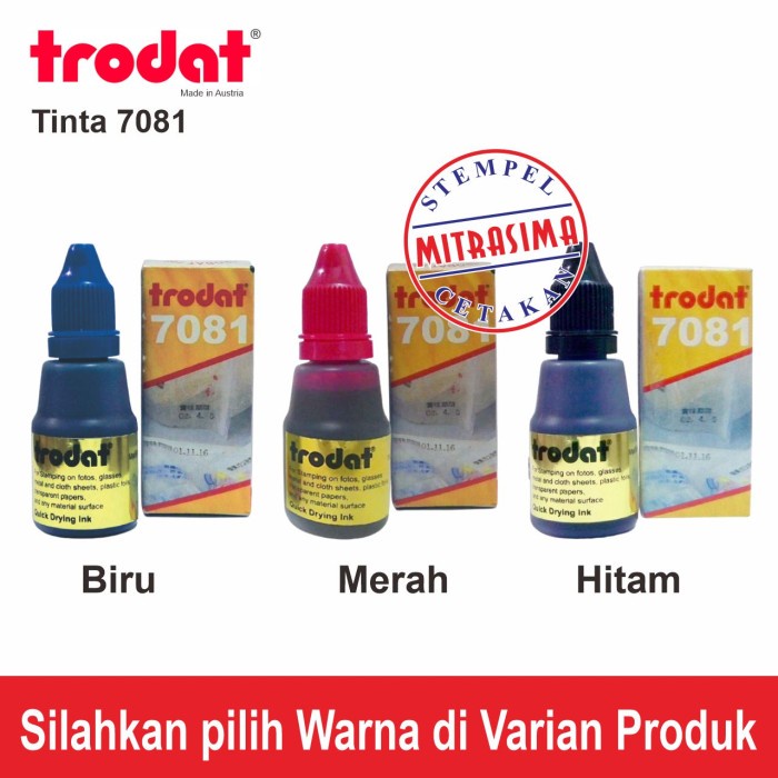 

(BISA COD) Trodat 7081 ( Tinta stempel Permium Permanen ) - Biru