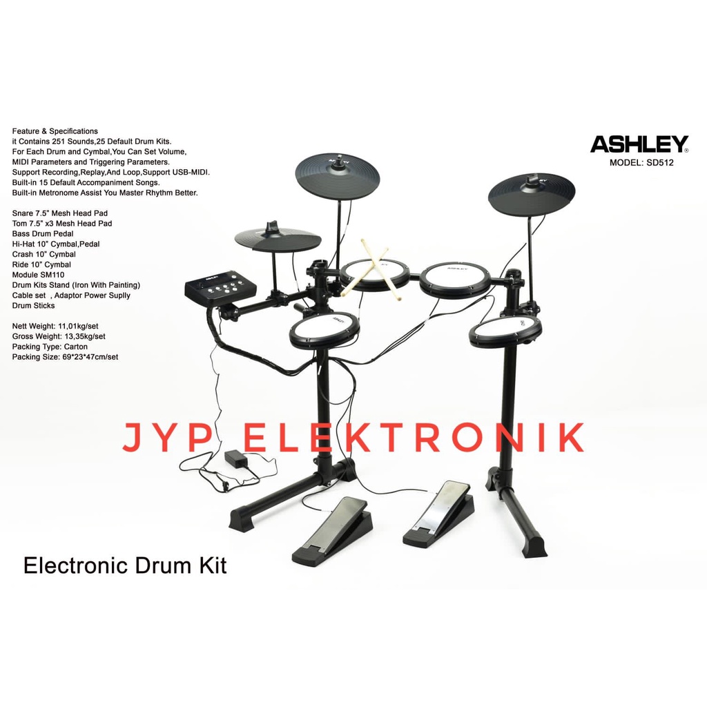 DRUM ELECTRICK ASHLEY SD 512 / DRUM ELEKTRIK ASHLEY SD512 ORIGINAL