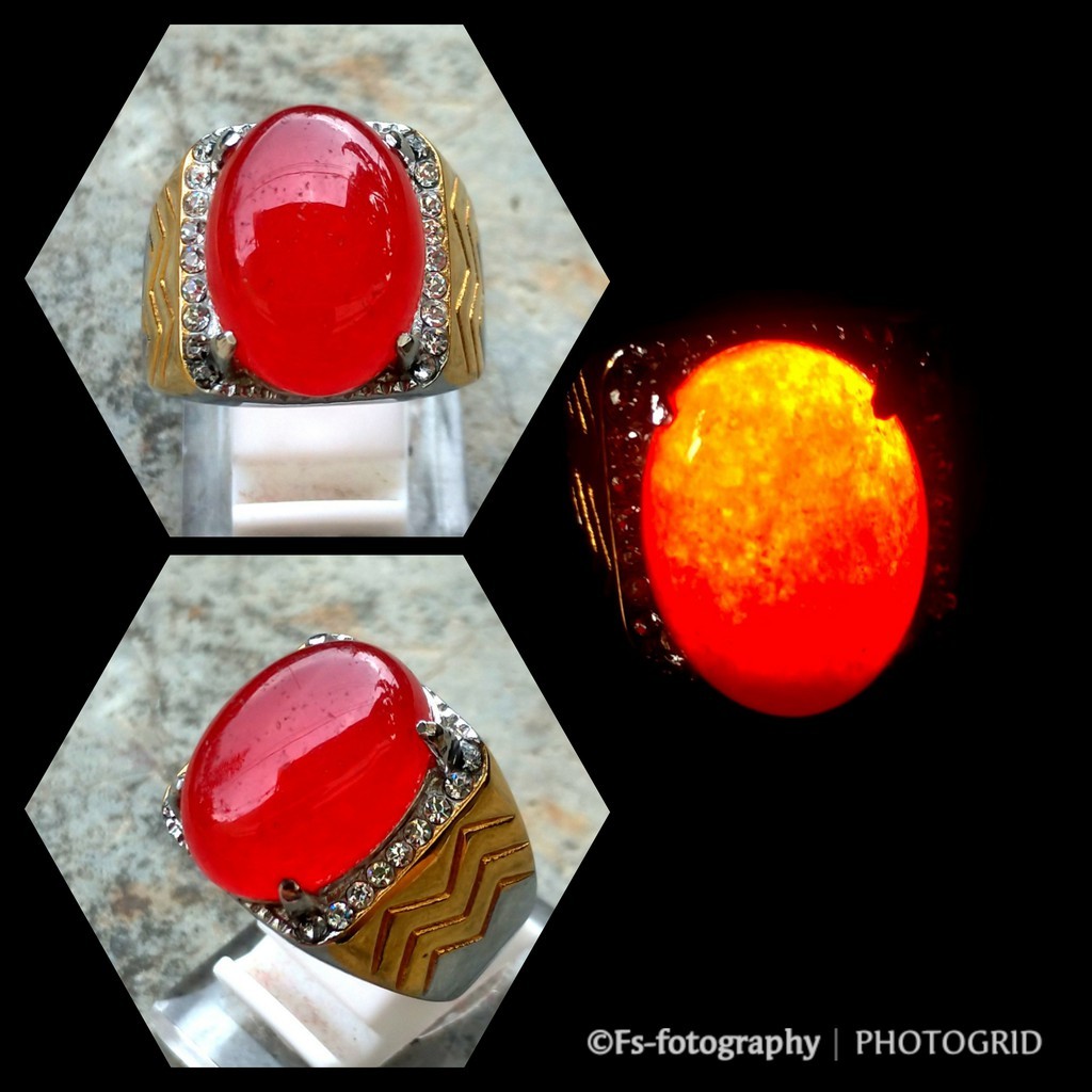 Cincin Premium Batu Giok Merah Crystal