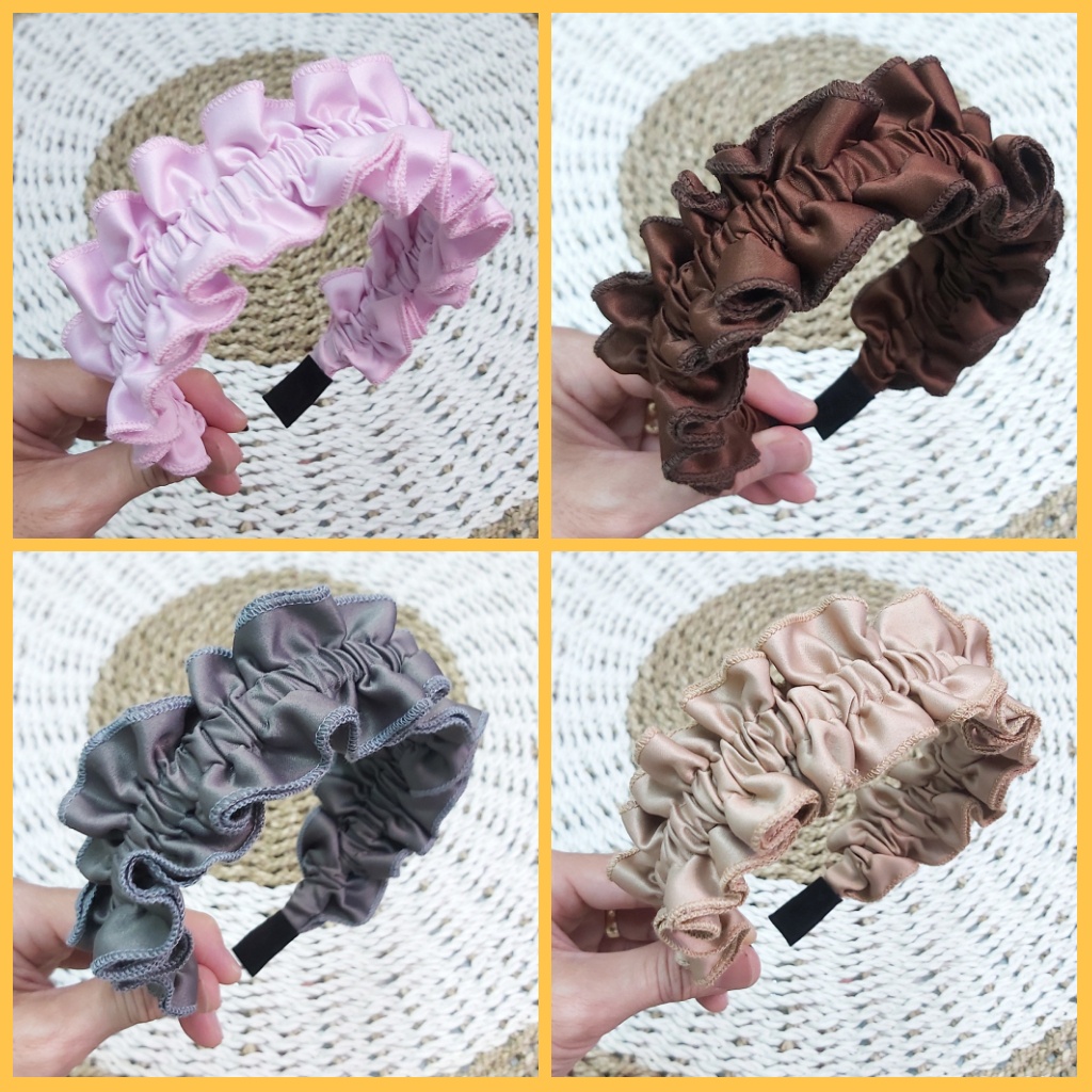 Bando Kerut Korea Nagita 2 Lapis / Headband Scrunchie 2 Layers