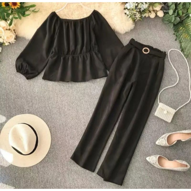 ERINA SET/blouse+pants/setelan terbaru/terlaris/moscrepe