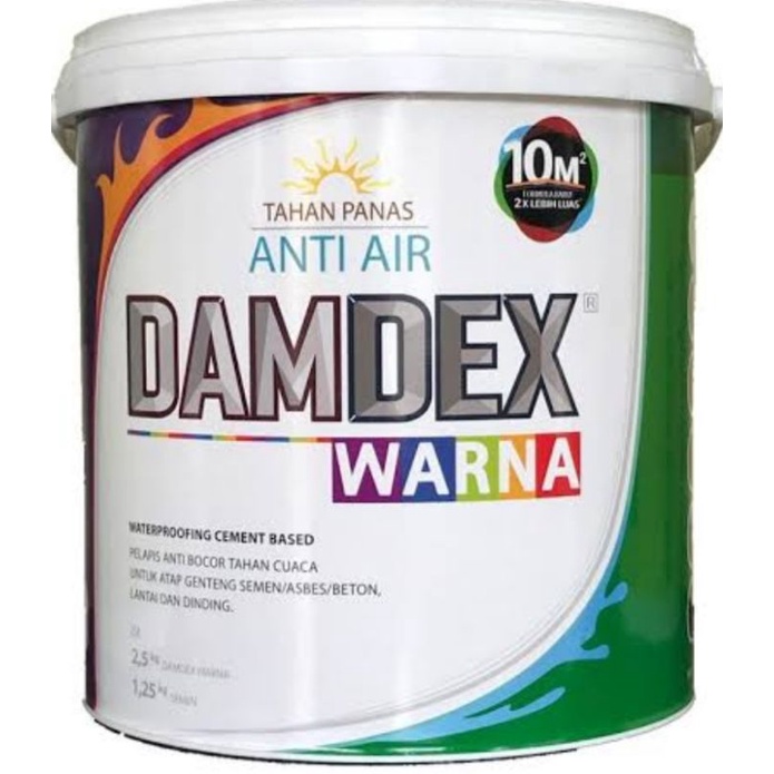 Damdex Warna Hitam Cat Kolam Koi pelapis Anti bocor 2,5kg + semen 1,2kg