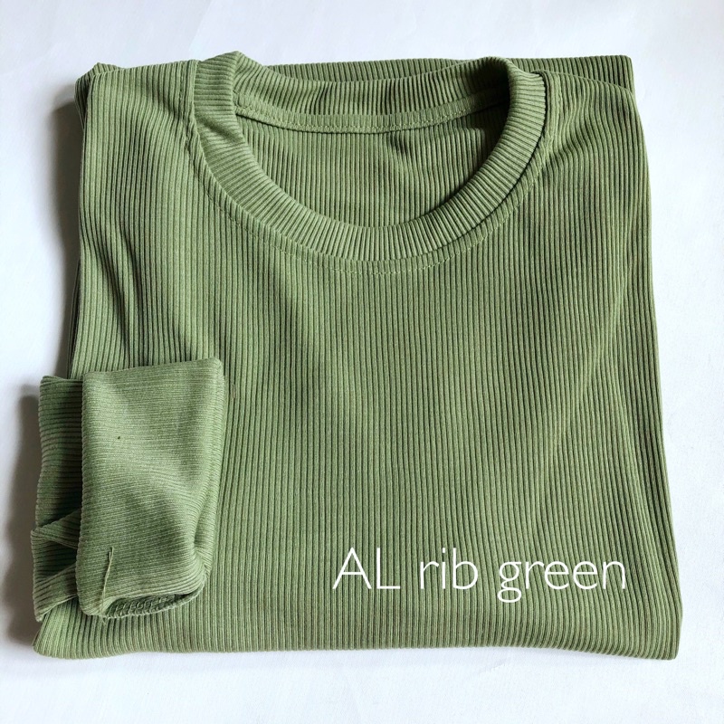 longsleeve rib basic sweater premium baju lengan panjang KALLYOUTFIT-AL RIB GREEN
