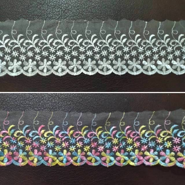 Renda Nilon Bordir Lebar 10 cm (15 yard)