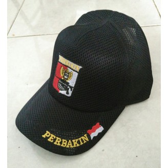 Topi perbakin jaring font logo bordir