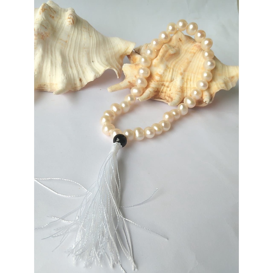 Tasbih 33 Butir Mutiara Lombok Air Tawar Asli Bersertifikat TMT002