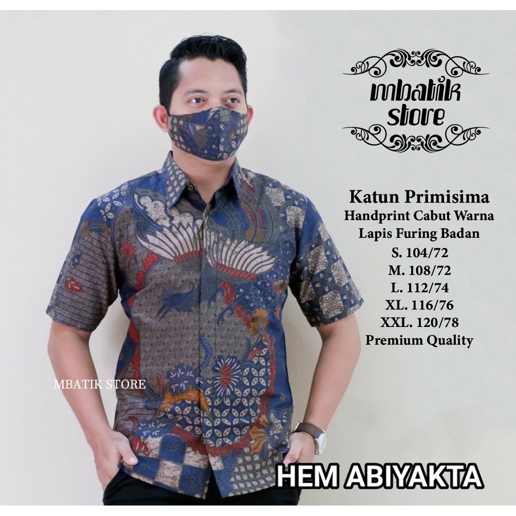 Abiyakta Kemeja Batik Pria Pendek Full Furing by Mbatik Store