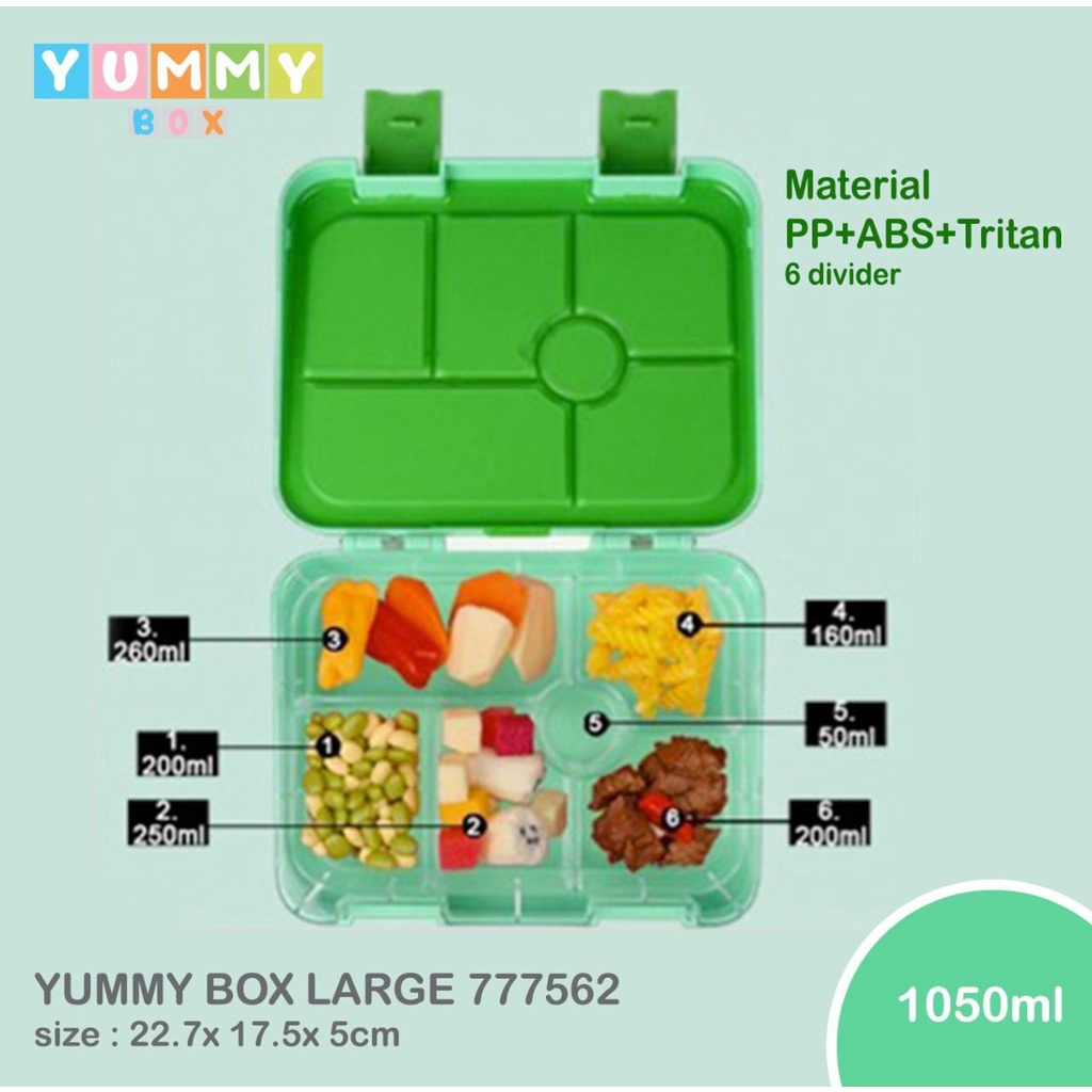 KOTAK BENTO/BENTO BOX YUMMY BOX LARGE  COLORS 1050ML 777562