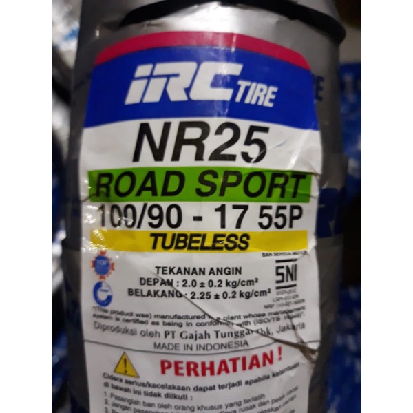 BAN MOTOR ban luar 100/90-17 IRC tubles TL 100 90 ring 17 BAN IRC NR25