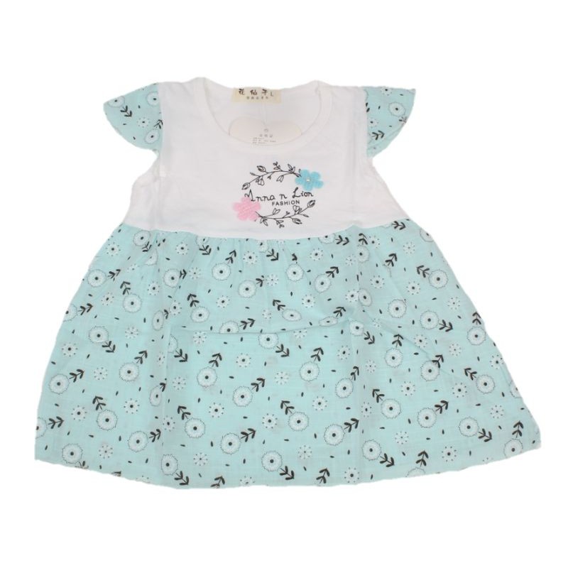 DRESS FASHION IMPORT PAKAIAN ANAK PEREMPUAN 6 BULAN-1 TAHUN MOTIF HI LUGH