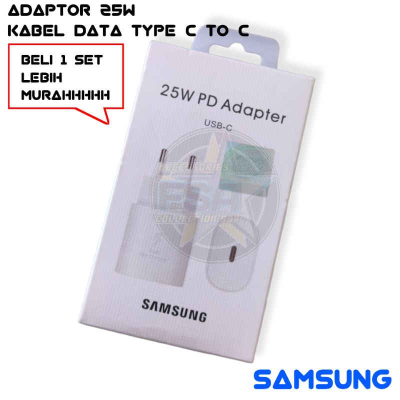 Adaptor SMG 25W + Kabel Data SMG Type C To C Super Fast Charging SMG A51 A70 A71 M51 A33 A53 A80 Note 10 S10 S20 S21 FE