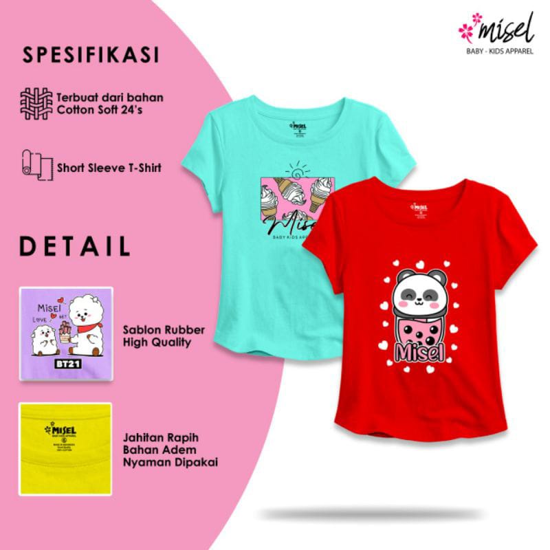 Misel Baju Kaos Branded Anak Perempuan/Cewek Usia 6-12 tahun