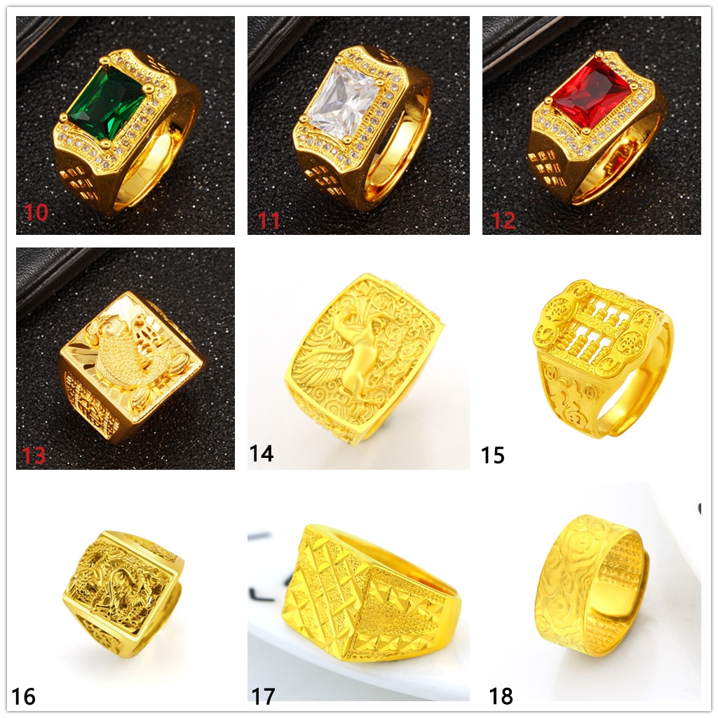 Cincin Pria 50 Desain Lapis Emas Asli Kadar 375 Bahan Stainless Gaya Korea Minimalis Untuk Pernikahan