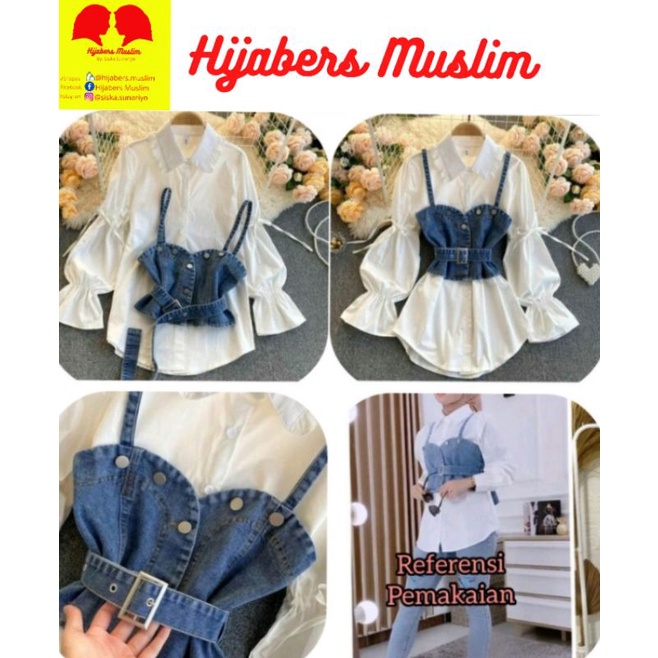 blouse set 2in1 /kemeja set rompi / kemeja set rompi wanita / kemeja