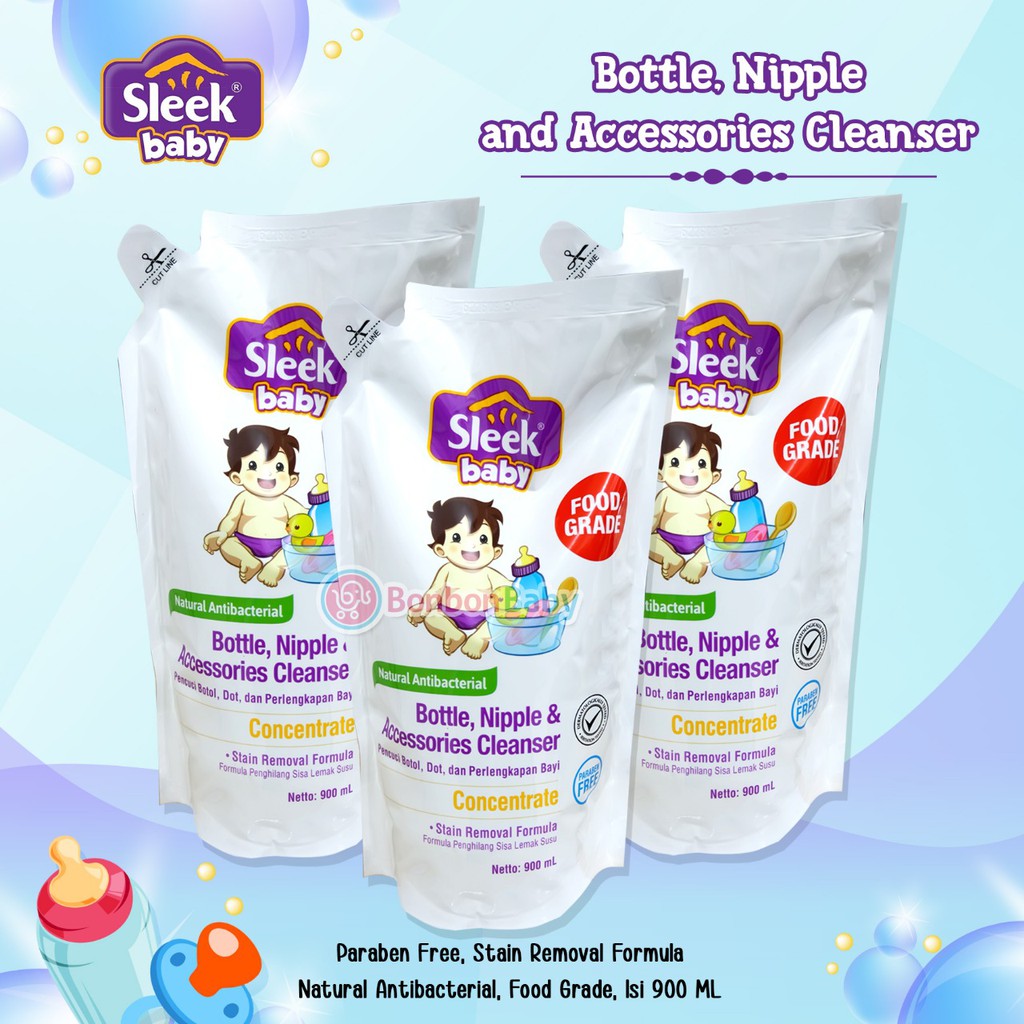 Bottle Cleanser Cuci Botol Sleek Baby 900ml Refill