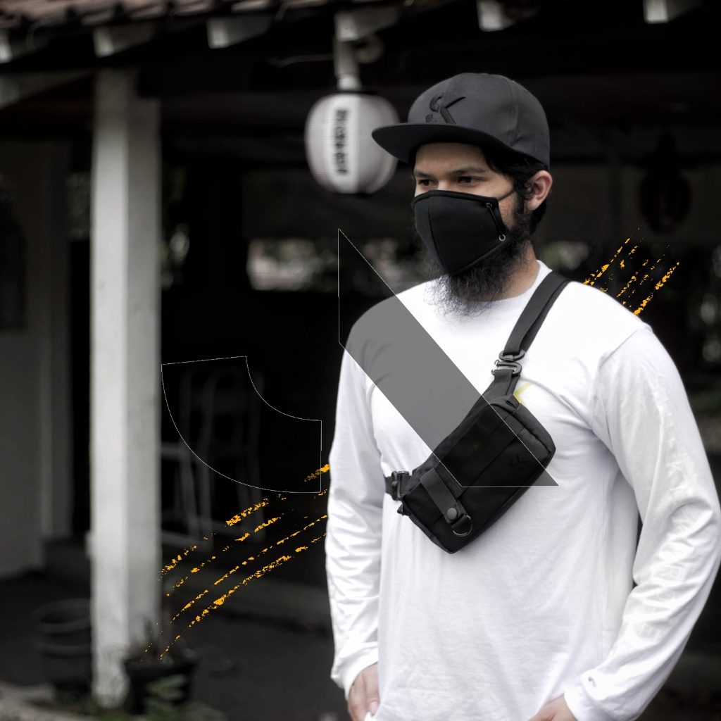 Sidekick Project MURDOCK Tas Selempang Pria Warna Hitam Bahan Polyester Ukuran 20 x 10 x 5 CM Waistbag Sling Bag