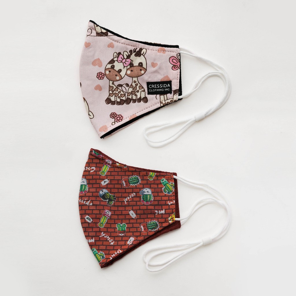 BB CRESSIDA MASKER ANAK Hijab &amp; NON Hijab ISI 2 Masker Anak Katun