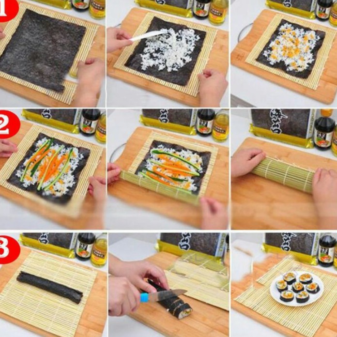 Tikar Penggulung Sushi Makisu Bamboo Bambu Roller Roll Alas Cetakan Nasi Bento Tatakan Piring Tikar Sushi Bambu - Sushi Mat  Sushi Maker Gulungan Sushi - Sushi Roller Penggulung Sushi Bambu Cetakan Nasi Bento Sushi