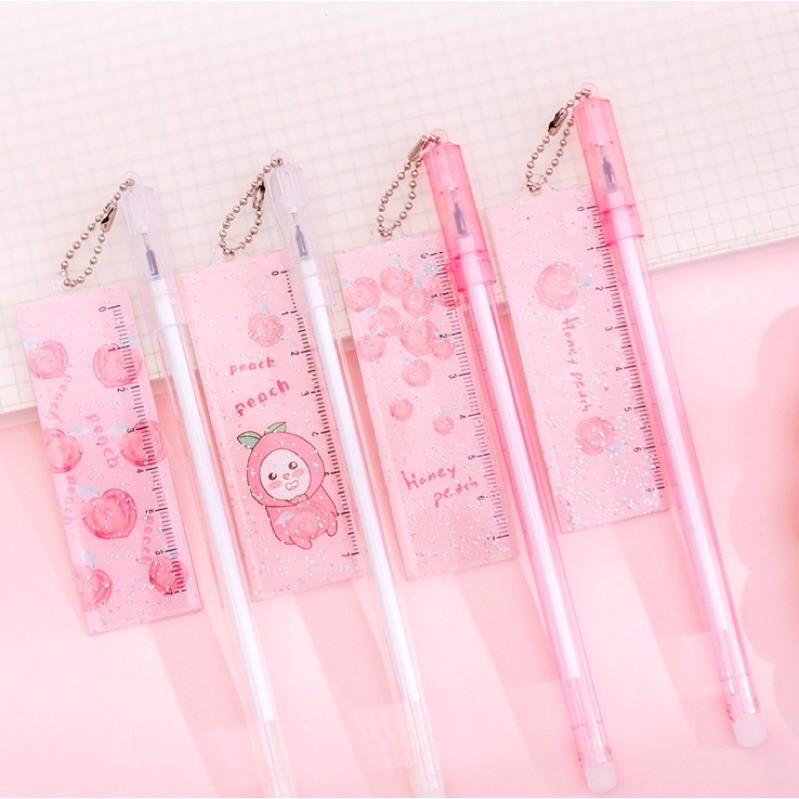 

Bolpoin Gel Peach Penggaris - Pulpen Gel Ruller Peach