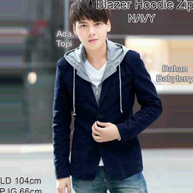W1PQ BLAZER FASHION SEMIJAS HOODIE BLAZER COWOK MODERN JAS FASHION PRIA - HITAM ZZOM