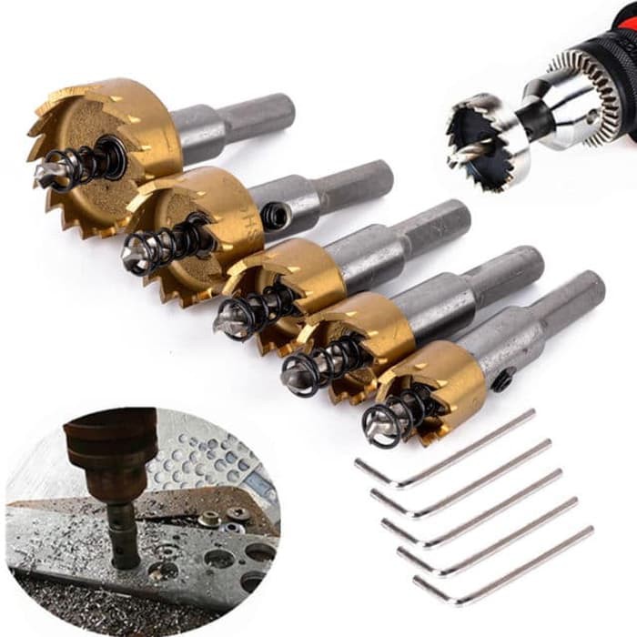 Mata Bor Hole Saw Besi Holesaw Set 5Pcs Hss Titanium16-30mm *MB34