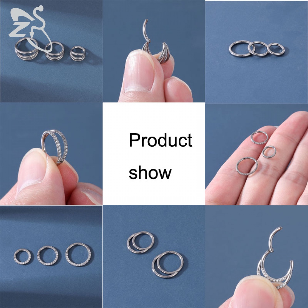 16G G23 Titanium Septum Nose Rings Crystal Tragus Helix Piercing Cartilage Jewelry Surgical Steel Septum Clicker Nose Piercings