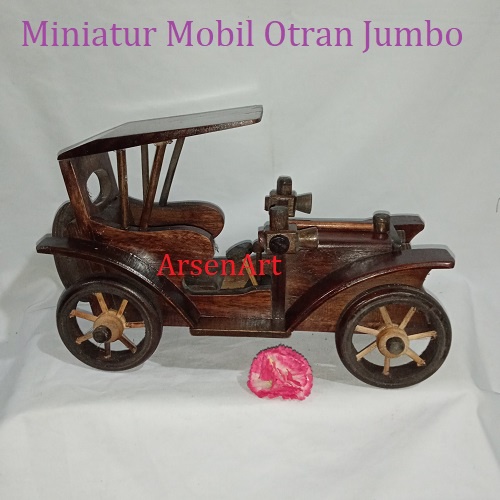 Miniatur Mobil Antik Otran Kayu Sono Keling Ukuran Jumbo Panjang 28 Cm