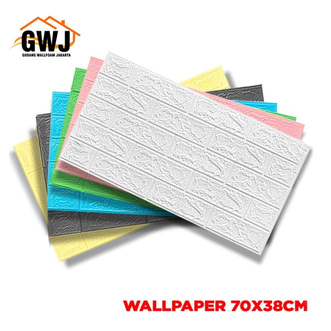 GWJ- 10 LEMBAR Wallpaper Motif Bata 3D 70x38cm Tebal 3mm