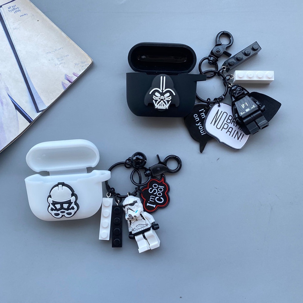 Case Bahan Silikon Motif Kartun Dengan Gantungan Kunci Untuk AirPods Pro