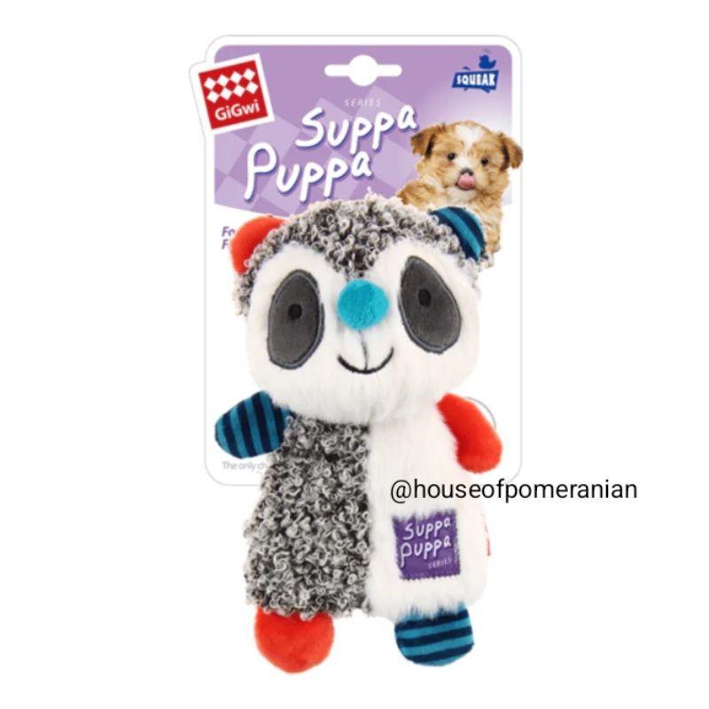 GIGWI suppa puppa mainan anjing squeaky crinkle dog toy puppy plush toys lion racoon