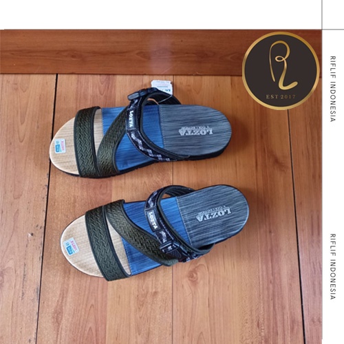 Sandal Selop Cowok Keren Bahan Kain / Sandal Selop Terbaru Pria Murah Warna Army untuk Jalan- Jalan Santai