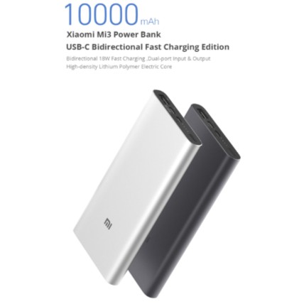 Power bank Xiaomi 10000 mAh Mi Pro 3 Type C 18W Fast Charging PLM12ZM