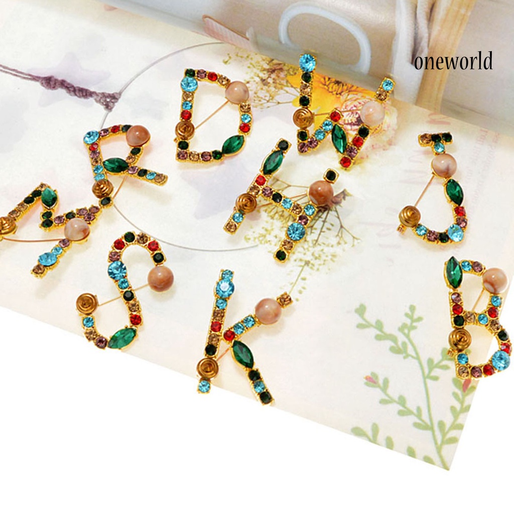 OW@ Brooch Exquisite Beautiful Colorful Letter Brooch Pin for Banquet