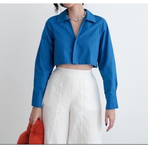 QR - ZFS OOTD APRILIA Top / KALA POPLIN CROP BLOUSE / Atasan Wanita Croped / Baju Wanita / Baju Sant