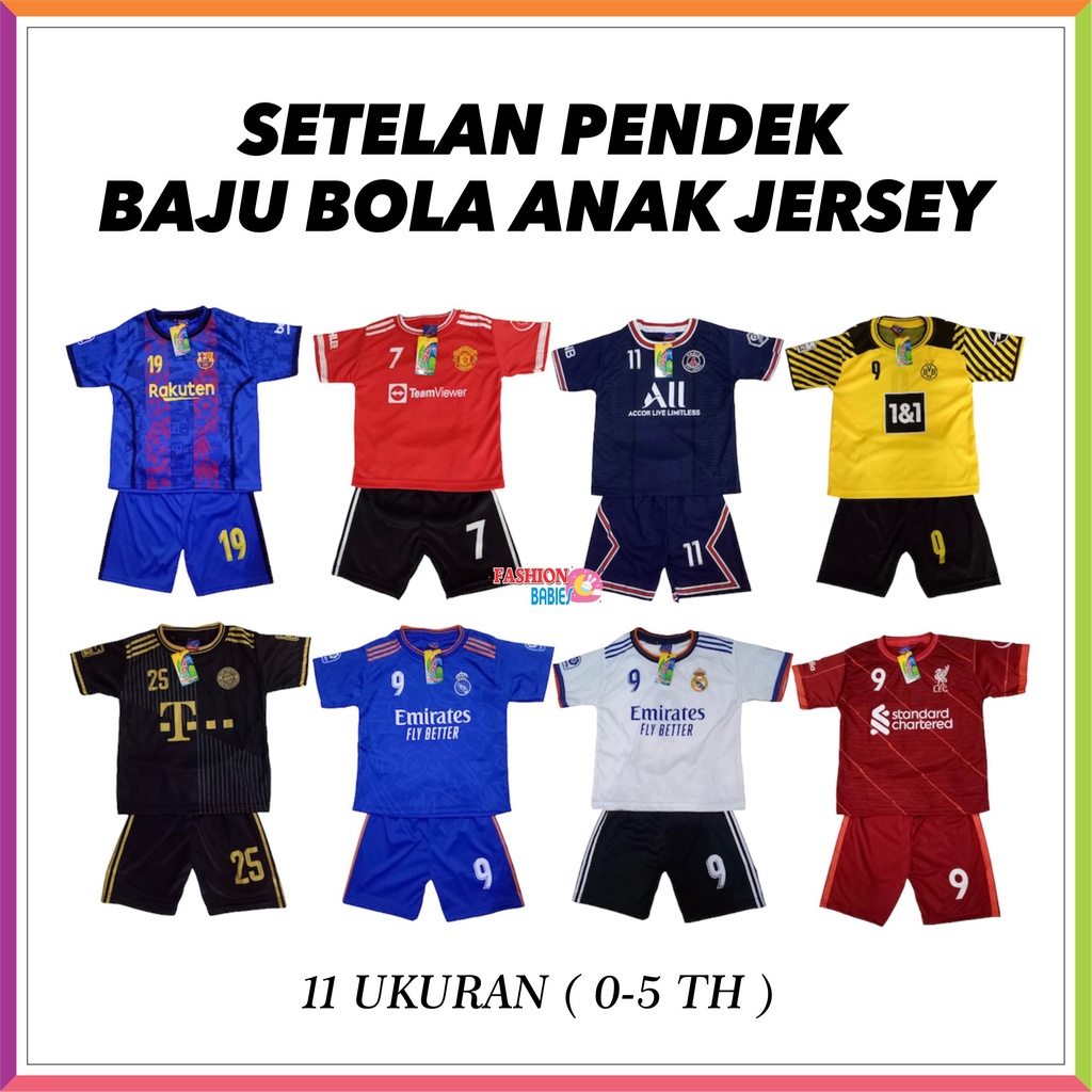 ❤ Fashionbabies ❤ SETELAN BOLA BAYI PREMIUM / BAJU BOLA ANAK JERSEY 0-5 TH