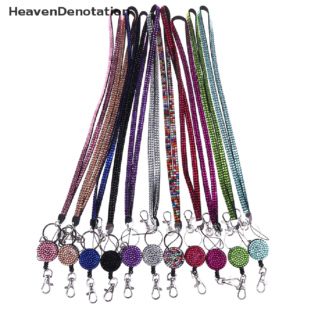 [HeavenDenotation] Neck lanyard retractable badge reel crystal rhinestone phone key hang rope