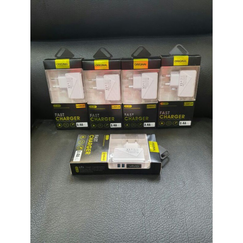 Fast Charging Charger LED 2 USB Casan SAMSUNG / VIVO / OPPO / XIAOMI  Micro Usb Android 3.4A OL-001