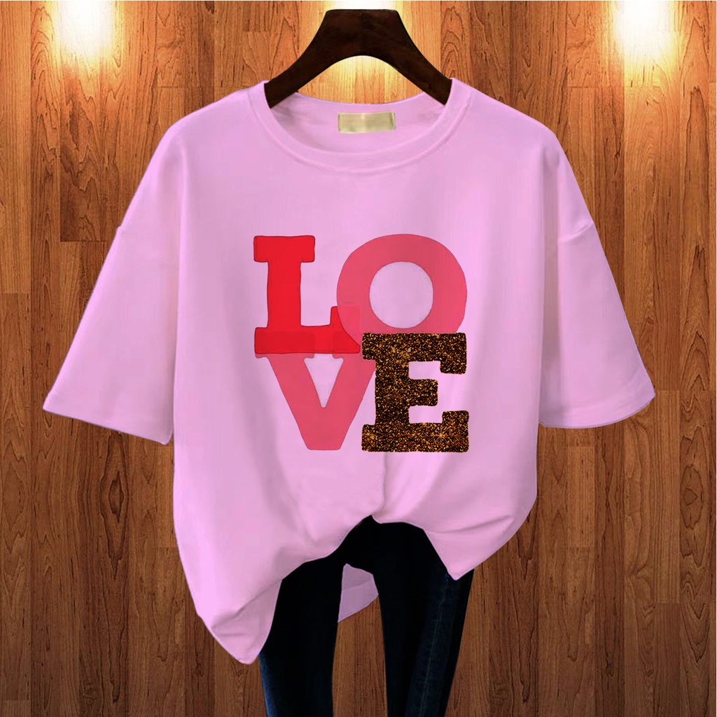 CALVIERO SHOP - BAJU KAOS WANITA DEWASA PRINT CASUAL LOVEE