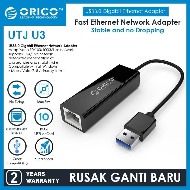 LAN TO USB ORICO UTJ-U3 USB 3.0 Fast Ethernet Network Adapter