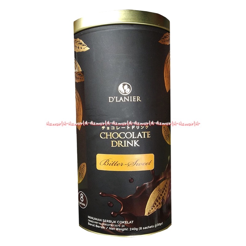 D'Lanier Chocolate Powder Drink Bitter Sweet 30g 8Sachet Dlanier D-lanier Minuman Serbuk Cokelat Powders Drinks