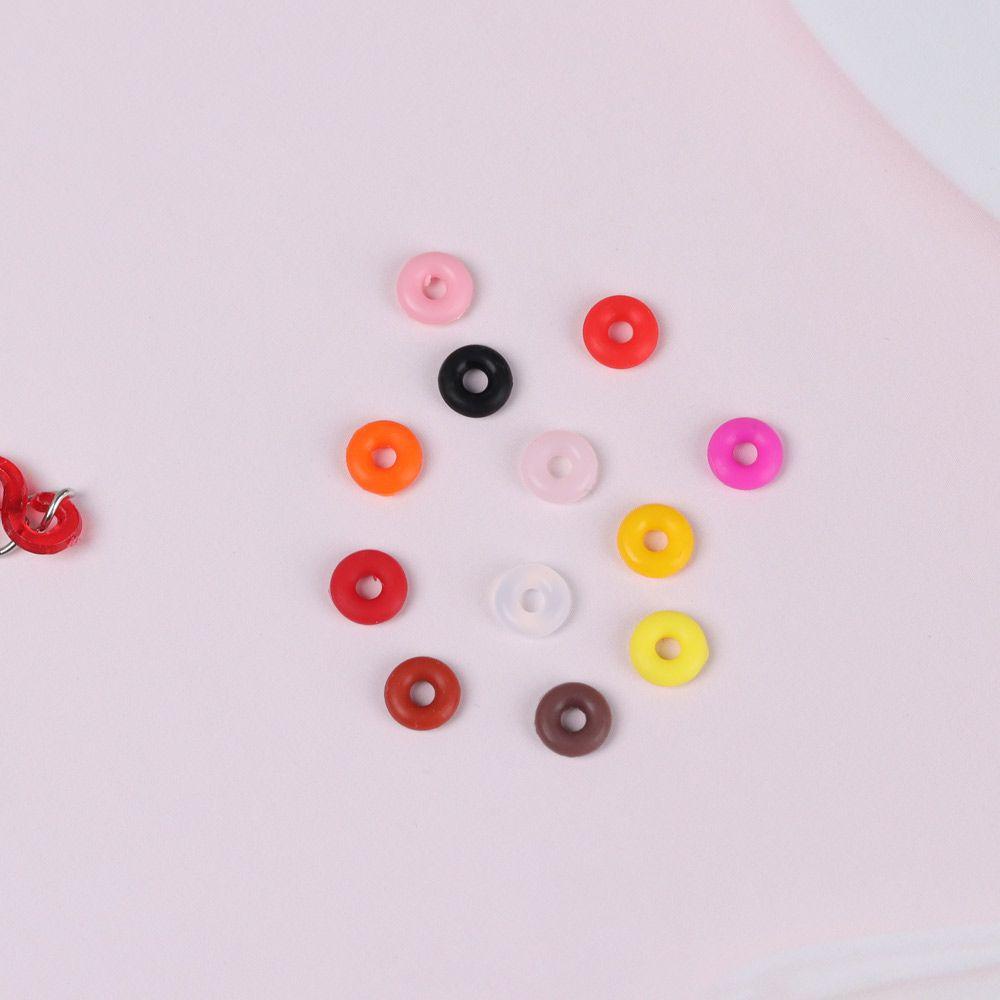 R-flower 100pcs/bag Karet Stopper Manik-Manik Tahan Lama Pesona 12warna Gelang Nude Nonslip Terminal End Tackle Aksesori Datar Bulat Matt