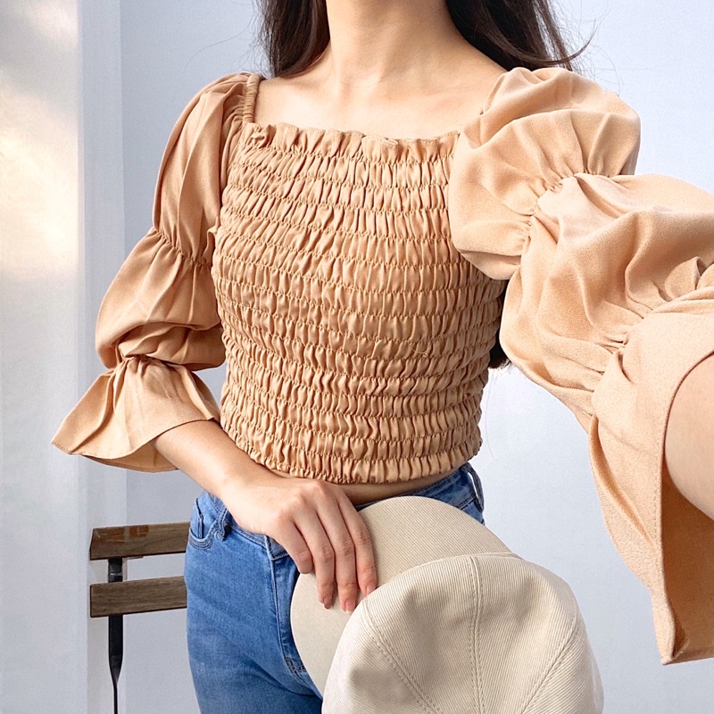 ELSA Korea Sabrina Top Puff Sleeve Square Neckline 0214