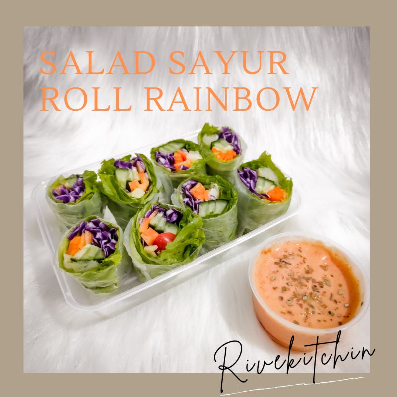

Salad Sayur Roll Rice Paper Rainbow Fresh Spring Roll | Diet Sehat Enak Homemade Cemilan Sayuran