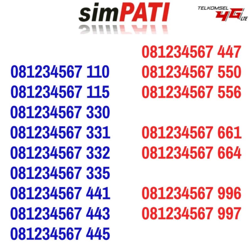 Kartu Perdana Simpati 081234567 Nomor Cantik 4G